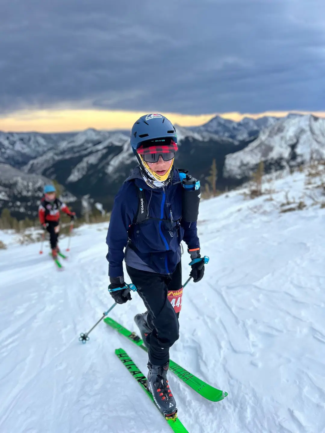 Athlete 44 ski touring in mountains