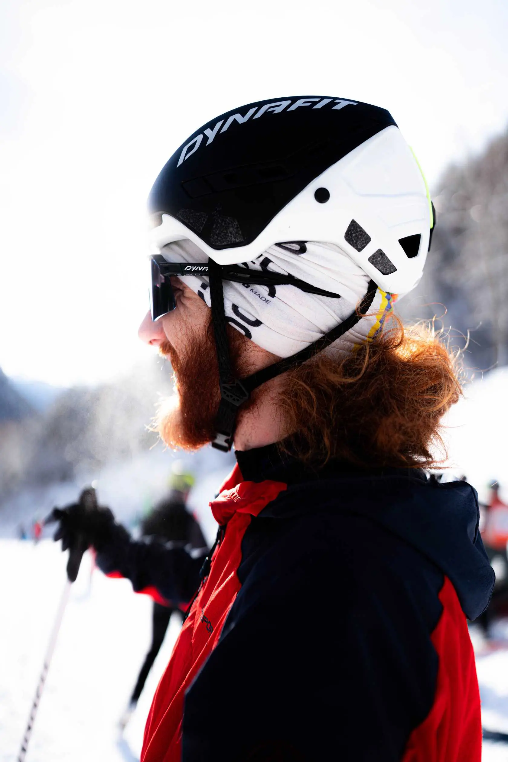 Man in ski gear, side profile