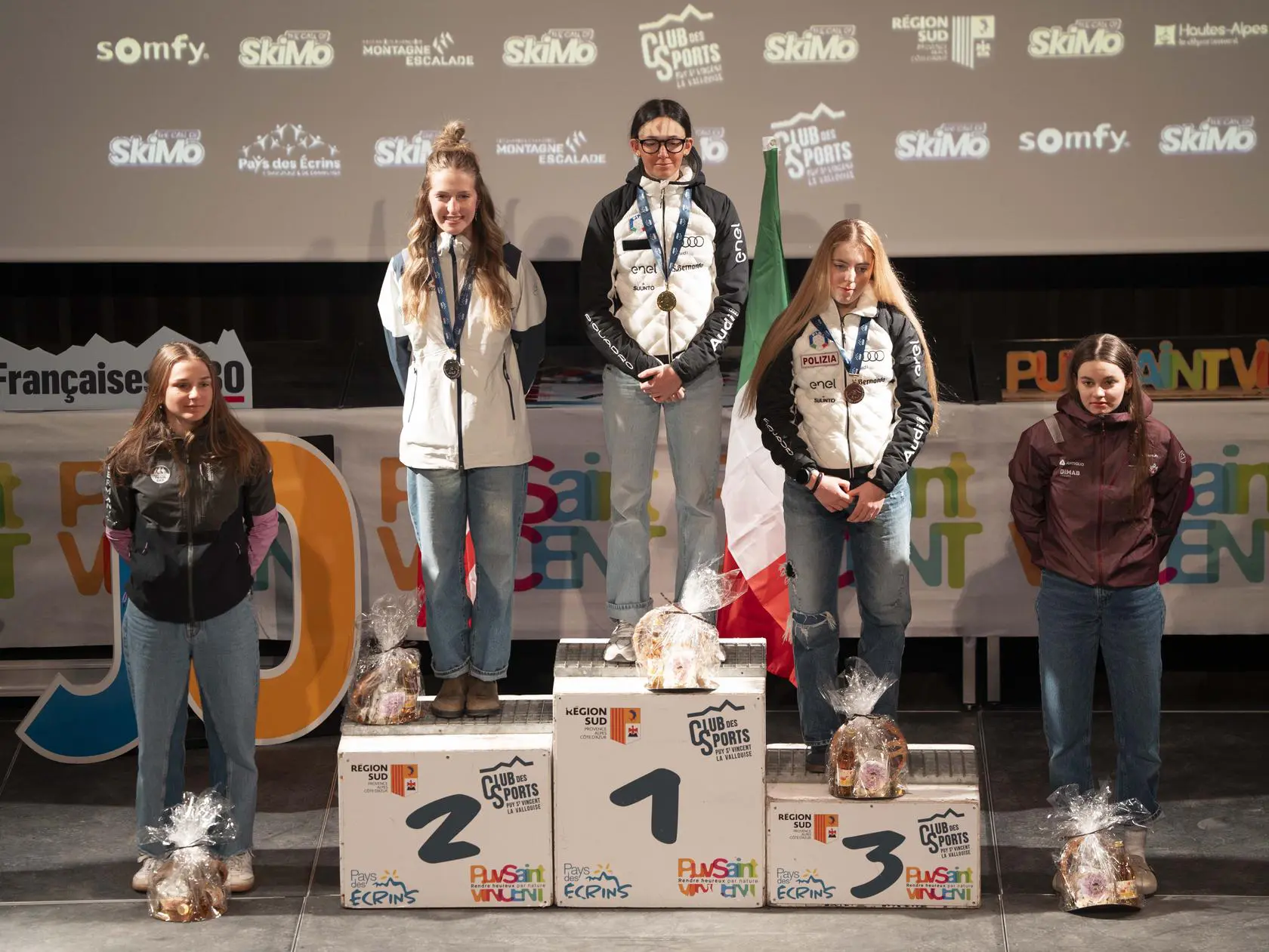 Women's ski mountaineering podium ceremony