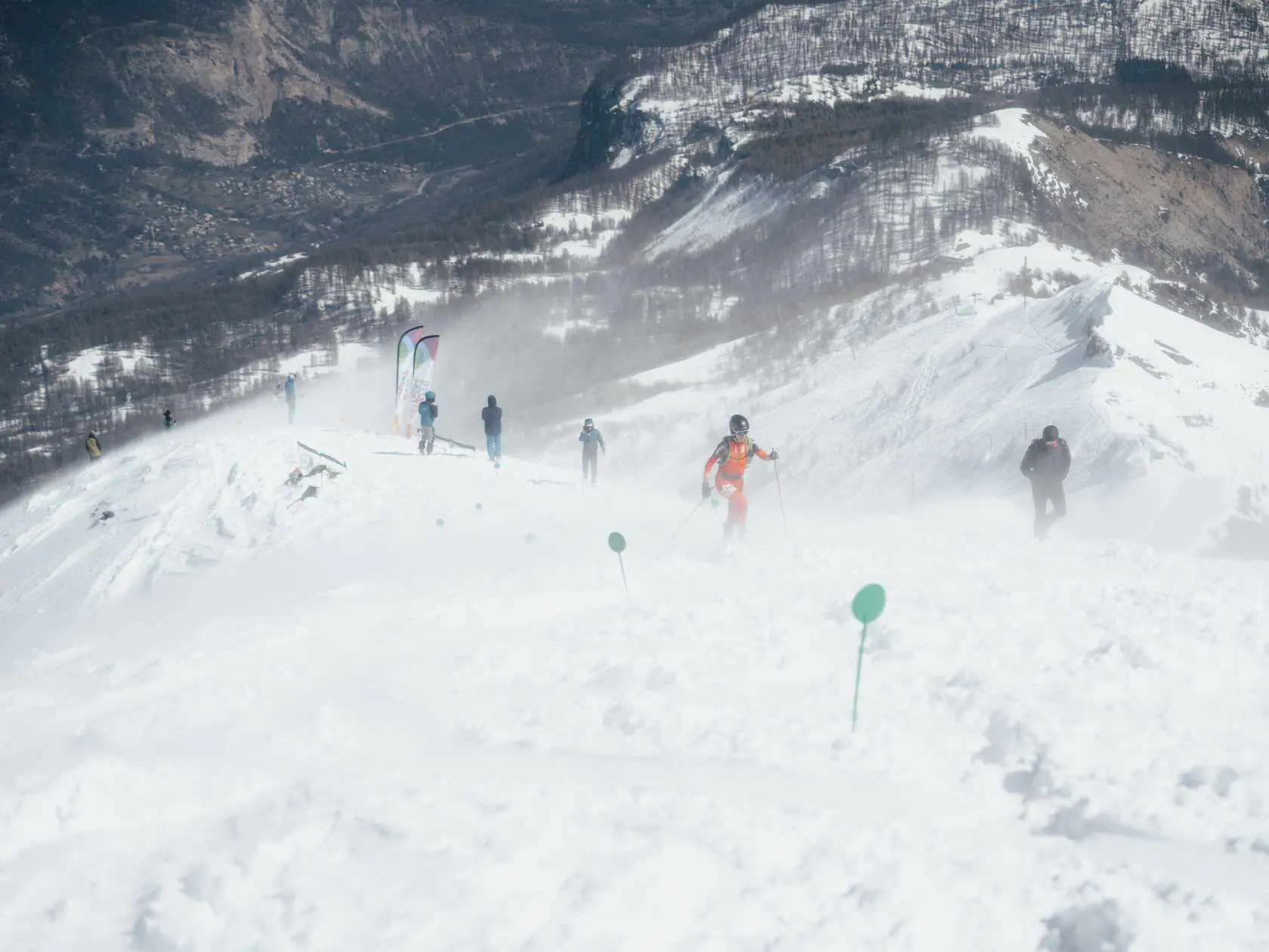 Ski mountaineering race in blizzard conditions