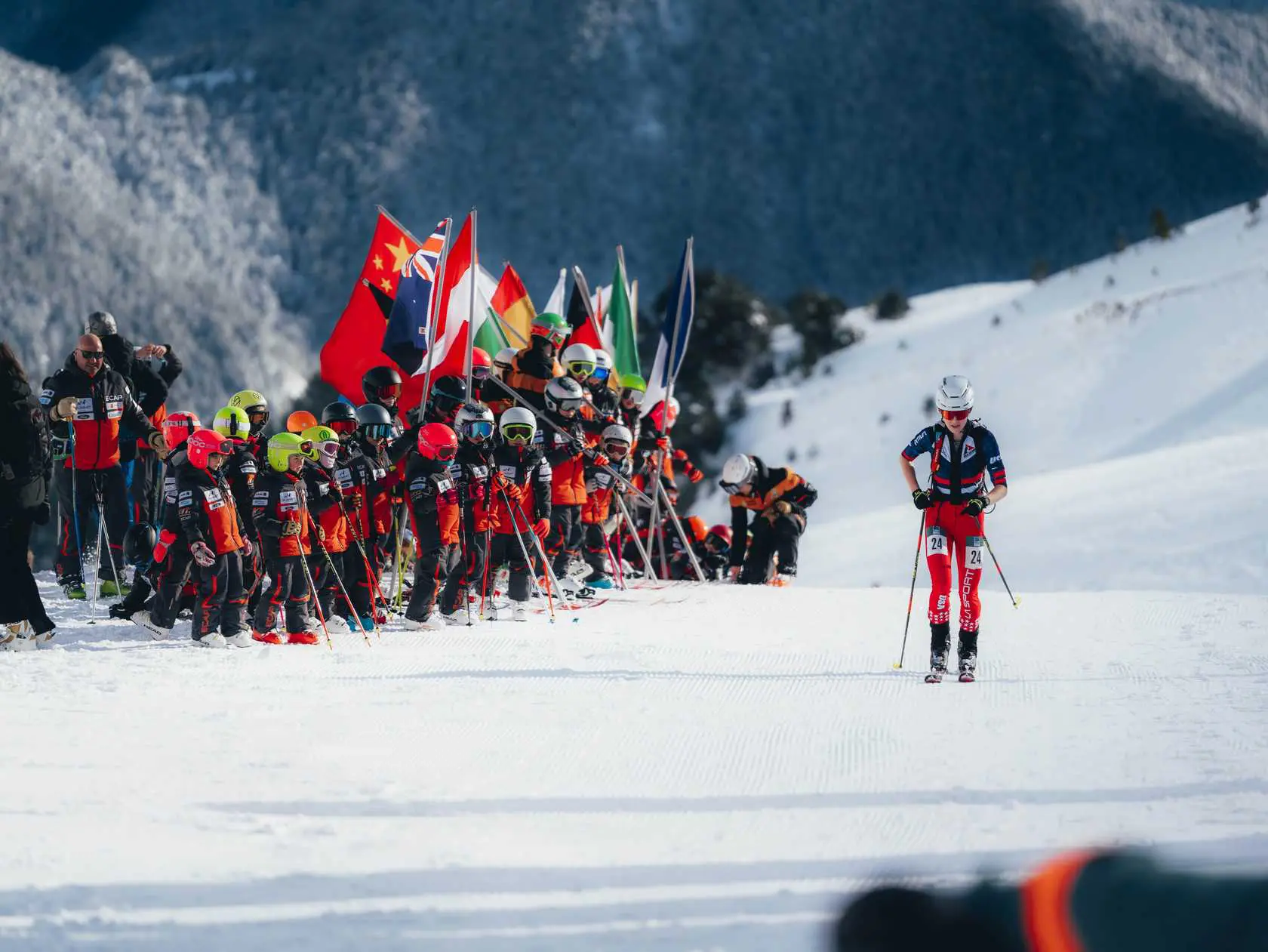 Young skiers at international ski event