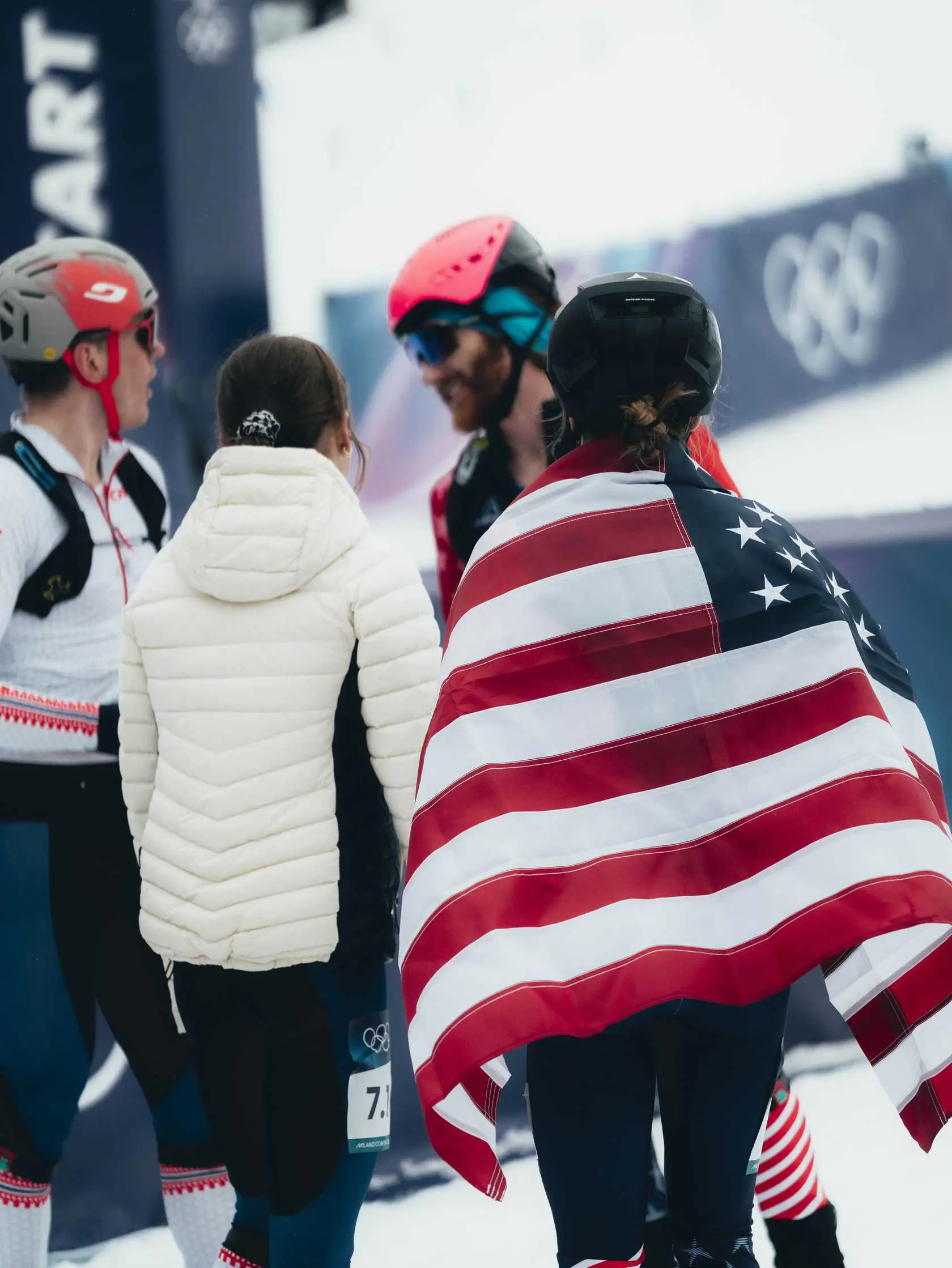 Olympic athletes with American flag