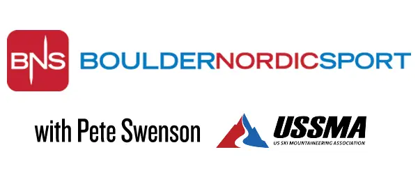 Pete Swanson, the founder of Boulder Nordic Sport, with the logos of the two organizations on a white background