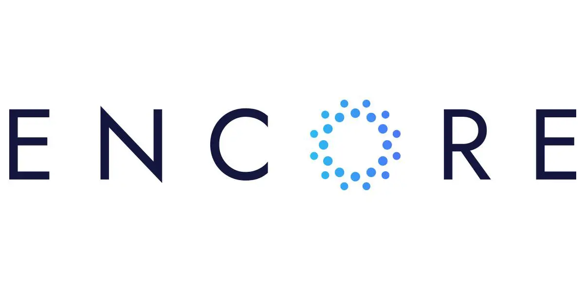 Encore logo with blue dots