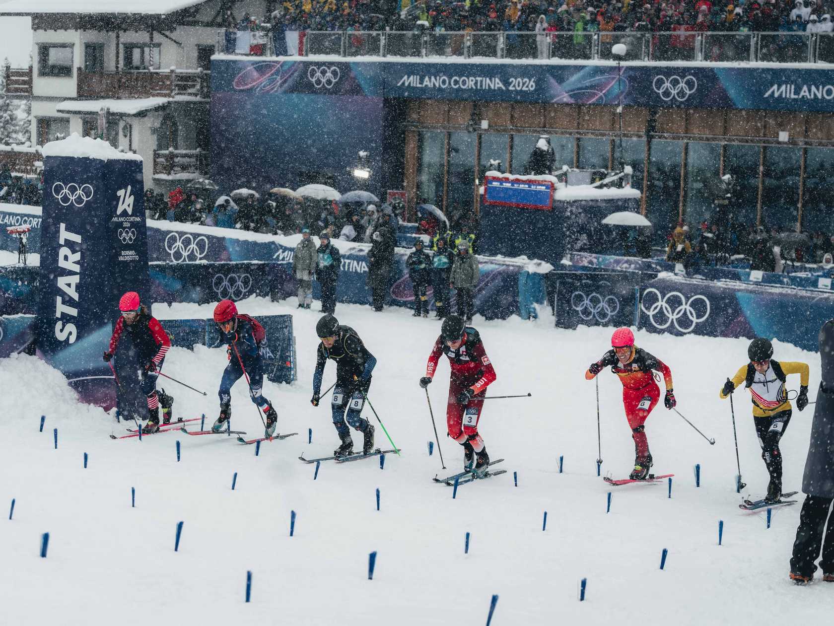 Athletes at the Olympic ski start